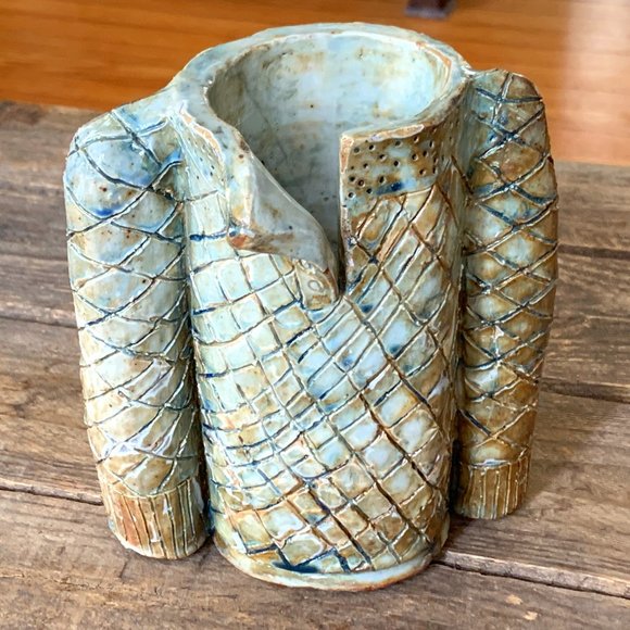 Avant-garde Hand Made Pottery Vase Iridescent Glaze - Picture 1 of 15